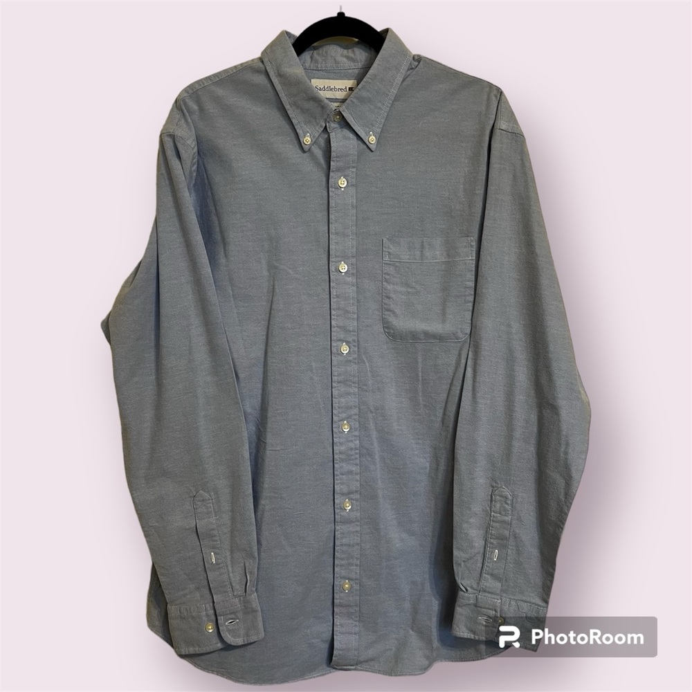 Saddlebred Large Blue Classic Fit Oxford Button Down Shirt